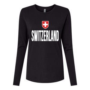 Swiss Flag Switzerland Souvenir Schweiz Gift Suisse Svizzera Womens Cotton Relaxed Long Sleeve T-Shirt