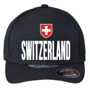 Swiss Flag Switzerland Souvenir Schweiz Gift Suisse Svizzera Flexfit Unipanel Trucker Cap