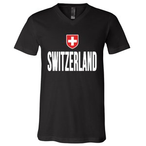 Swiss Flag Switzerland Souvenir Schweiz Gift Suisse Svizzera V-Neck T-Shirt