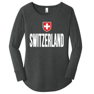 Swiss Flag Switzerland Souvenir Schweiz Gift Suisse Svizzera Women's Perfect Tri Tunic Long Sleeve Shirt