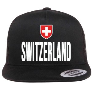 Swiss Flag Switzerland Souvenir Schweiz Gift Suisse Svizzera Flat Bill Trucker Hat