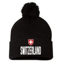 Swiss Flag Switzerland Souvenir Schweiz Gift Suisse Svizzera Pom Pom 12in Knit Beanie