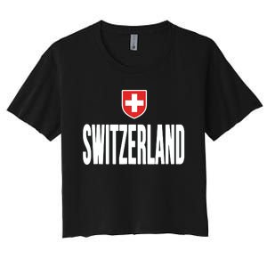 Swiss Flag Switzerland Souvenir Schweiz Gift Suisse Svizzera Women's Crop Top Tee