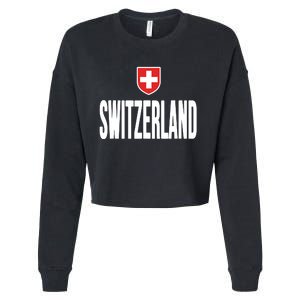 Swiss Flag Switzerland Souvenir Schweiz Gift Suisse Svizzera Cropped Pullover Crew