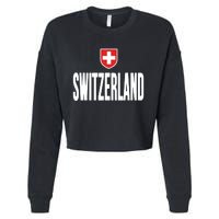 Swiss Flag Switzerland Souvenir Schweiz Gift Suisse Svizzera Cropped Pullover Crew