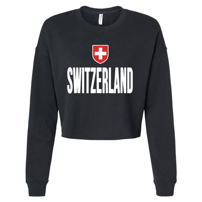 Swiss Flag Switzerland Souvenir Schweiz Gift Suisse Svizzera Cropped Pullover Crew