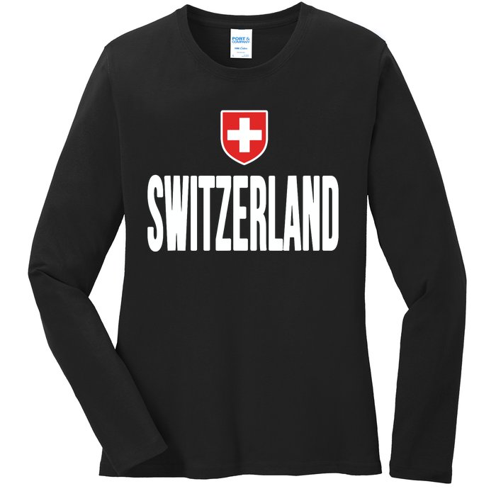 Swiss Flag Switzerland Souvenir Schweiz Gift Suisse Svizzera Ladies Long Sleeve Shirt