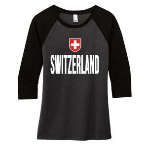 Swiss Flag Switzerland Souvenir Schweiz Gift Suisse Svizzera Women's Tri-Blend 3/4-Sleeve Raglan Shirt