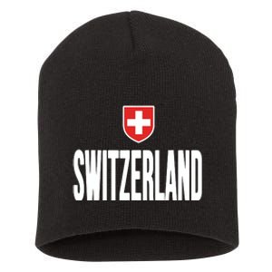 Swiss Flag Switzerland Souvenir Schweiz Gift Suisse Svizzera Short Acrylic Beanie