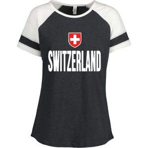 Swiss Flag Switzerland Souvenir Schweiz Gift Suisse Svizzera Enza Ladies Jersey Colorblock Tee