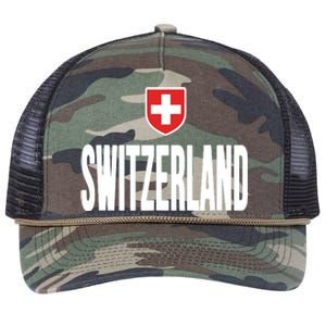 Swiss Flag Switzerland Souvenir Schweiz Gift Suisse Svizzera Retro Rope Trucker Hat Cap