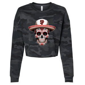 San Francisco Sugar Skull In The Style Mexican Day Cropped Pullover Crew