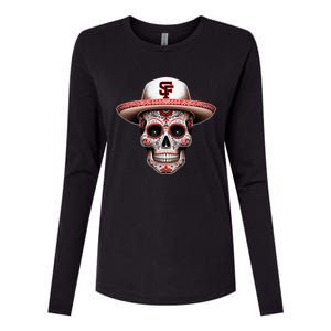 San Francisco Sugar Skull In The Style Mexican Day Womens Cotton Relaxed Long Sleeve T-Shirt