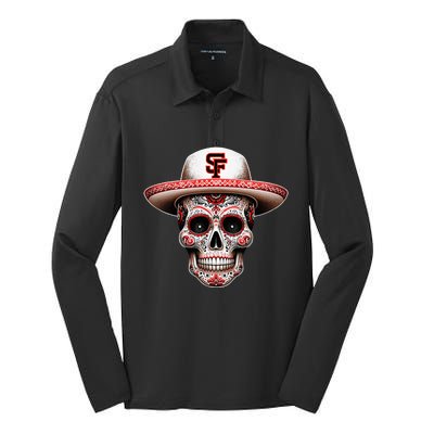 San Francisco Sugar Skull In The Style Mexican Day Silk Touch Performance Long Sleeve Polo