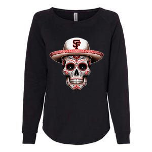 San Francisco Sugar Skull In The Style Mexican Day Womens California Wash Sweatshirt