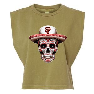 San Francisco Sugar Skull In The Style Mexican Day Garment-Dyed Women's Muscle Tee