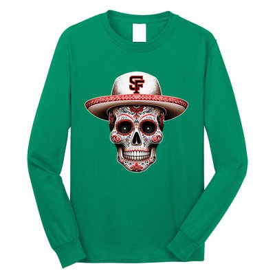 San Francisco Sugar Skull In The Style Mexican Day Long Sleeve Shirt