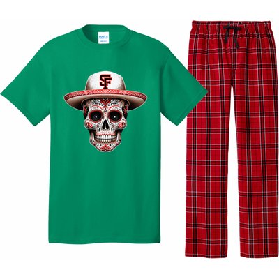 San Francisco Sugar Skull In The Style Mexican Day Pajama Set