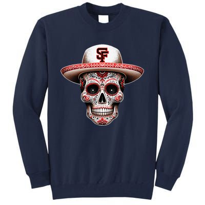 San Francisco Sugar Skull In The Style Mexican Day Tall Sweatshirt