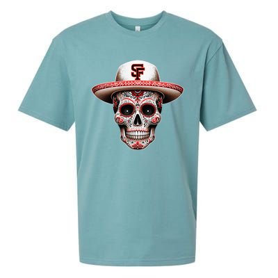 San Francisco Sugar Skull In The Style Mexican Day Sueded Cloud Jersey T-Shirt