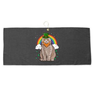 Scottish Fold St Patricks Day Leprechaun Gift Large Microfiber Waffle Golf Towel