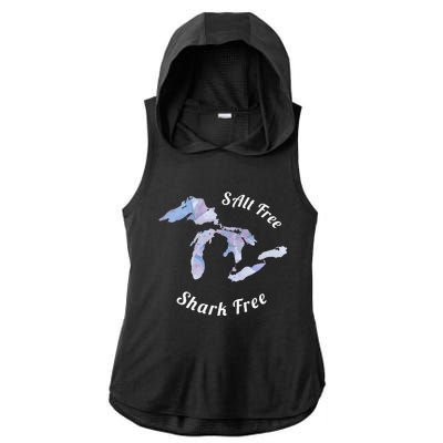 Salt Free Shark Free Great Lakes Ladies PosiCharge Tri-Blend Wicking Draft Hoodie Tank