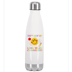 Smile Face Student Teacher Happy 100th Day Of School Stainless Steel Insulated Water Bottle