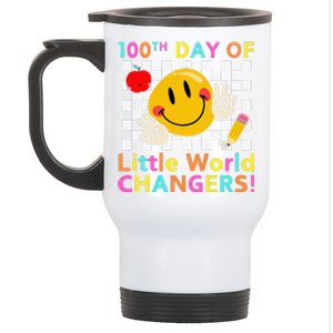 Smile Face Student Teacher Happy 100th Day Of School Stainless Steel Travel Mug