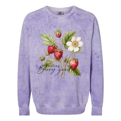 Summer Flower Strawberries Nature Lover Floral Wildflower Colorblast Crewneck Sweatshirt