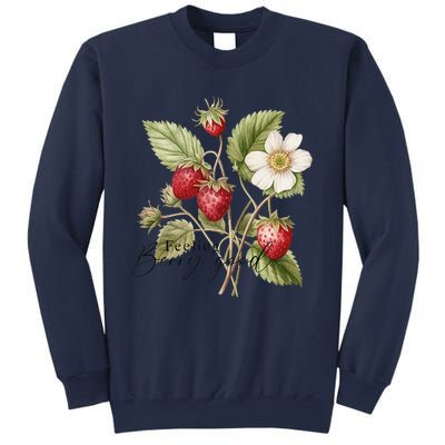 Summer Flower Strawberries Nature Lover Floral Wildflower Sweatshirt