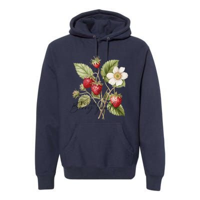 Summer Flower Strawberries Nature Lover Floral Wildflower Premium Hoodie