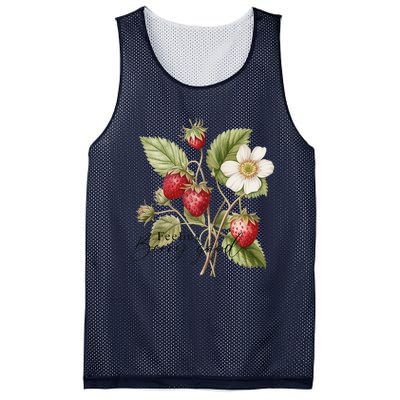 Summer Flower Strawberries Nature Lover Floral Wildflower Mesh Reversible Basketball Jersey Tank