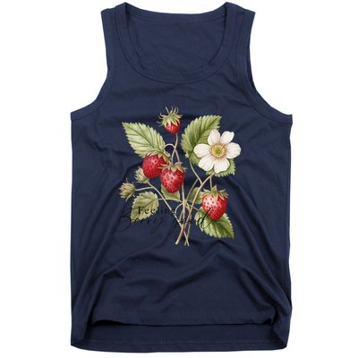 Summer Flower Strawberries Nature Lover Floral Wildflower Tank Top