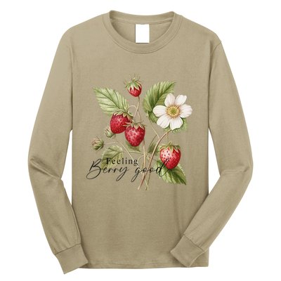 Summer Flower Strawberries Nature Lover Floral Wildflower Long Sleeve Shirt