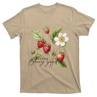 Summer Flower Strawberries Nature Lover Floral Wildflower T-Shirt