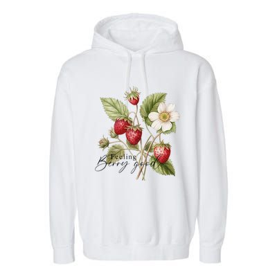 Summer Flower Strawberries Nature Lover Floral Wildflower Garment-Dyed Fleece Hoodie