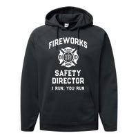 Sarcastic Fireworks Safety Director 4th July Technician Crew Performance Fleece Hoodie