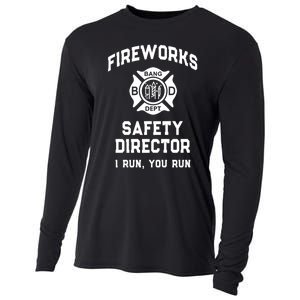 Sarcastic Fireworks Safety Director 4th July Technician Crew Cooling Performance Long Sleeve Crew