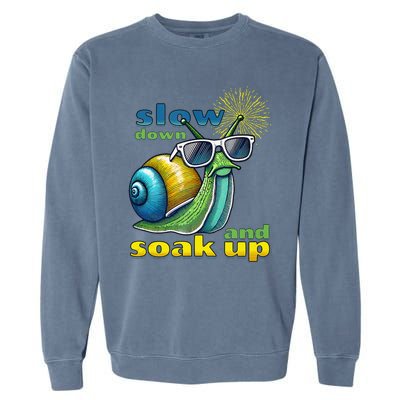 Summer Fun Slow Down Soak Up Sun Rays Cool Snail Blk Stroke Garment-Dyed Sweatshirt