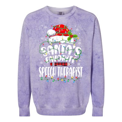 Santa Favorite Speech Therapist Christmas Speech Therapy Gift Colorblast Crewneck Sweatshirt