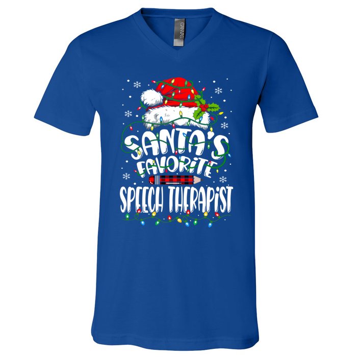 Santa Favorite Speech Therapist Christmas Speech Therapy Gift V-Neck T-Shirt