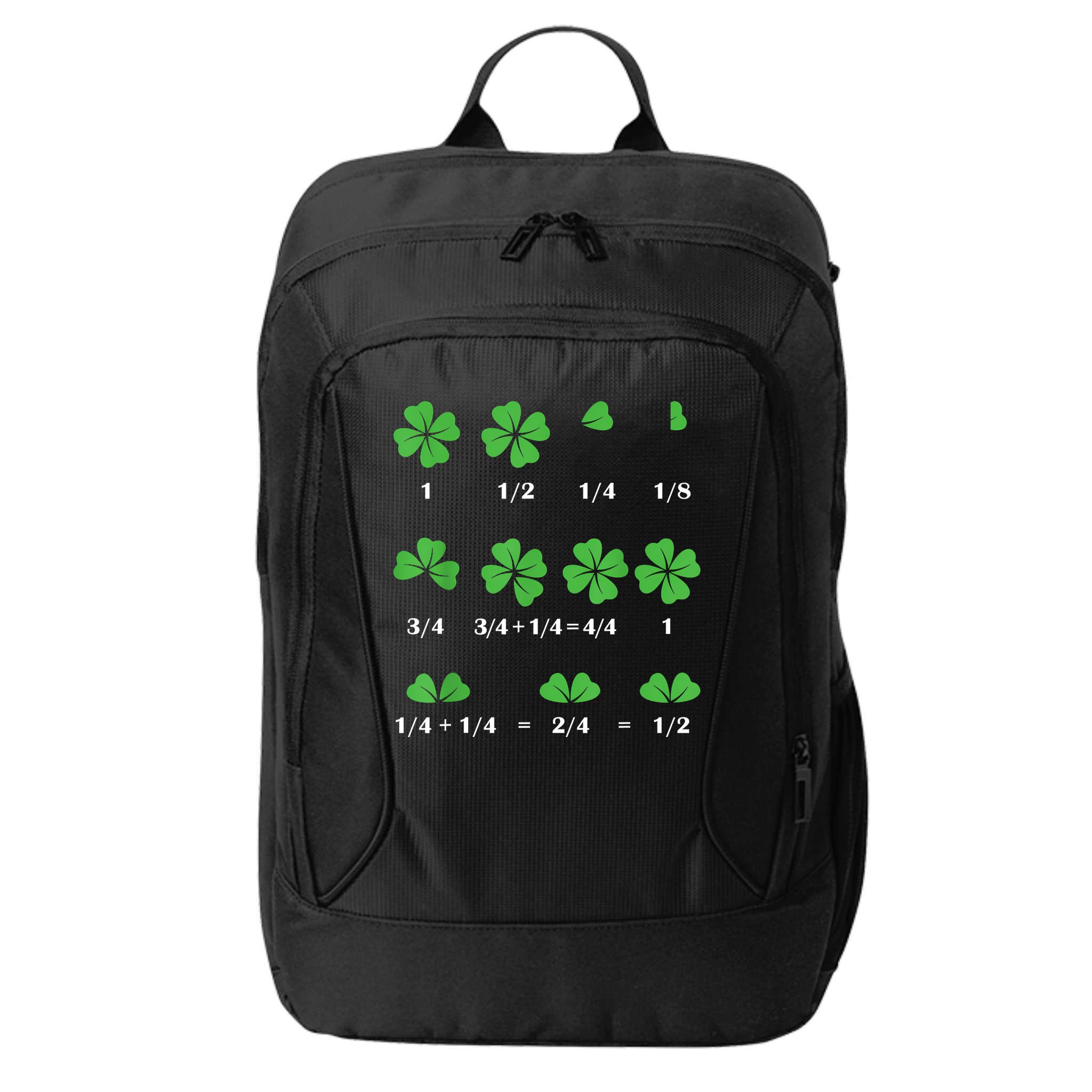 Shamrock Fraction St PatrickS Day Math Boy City Backpack