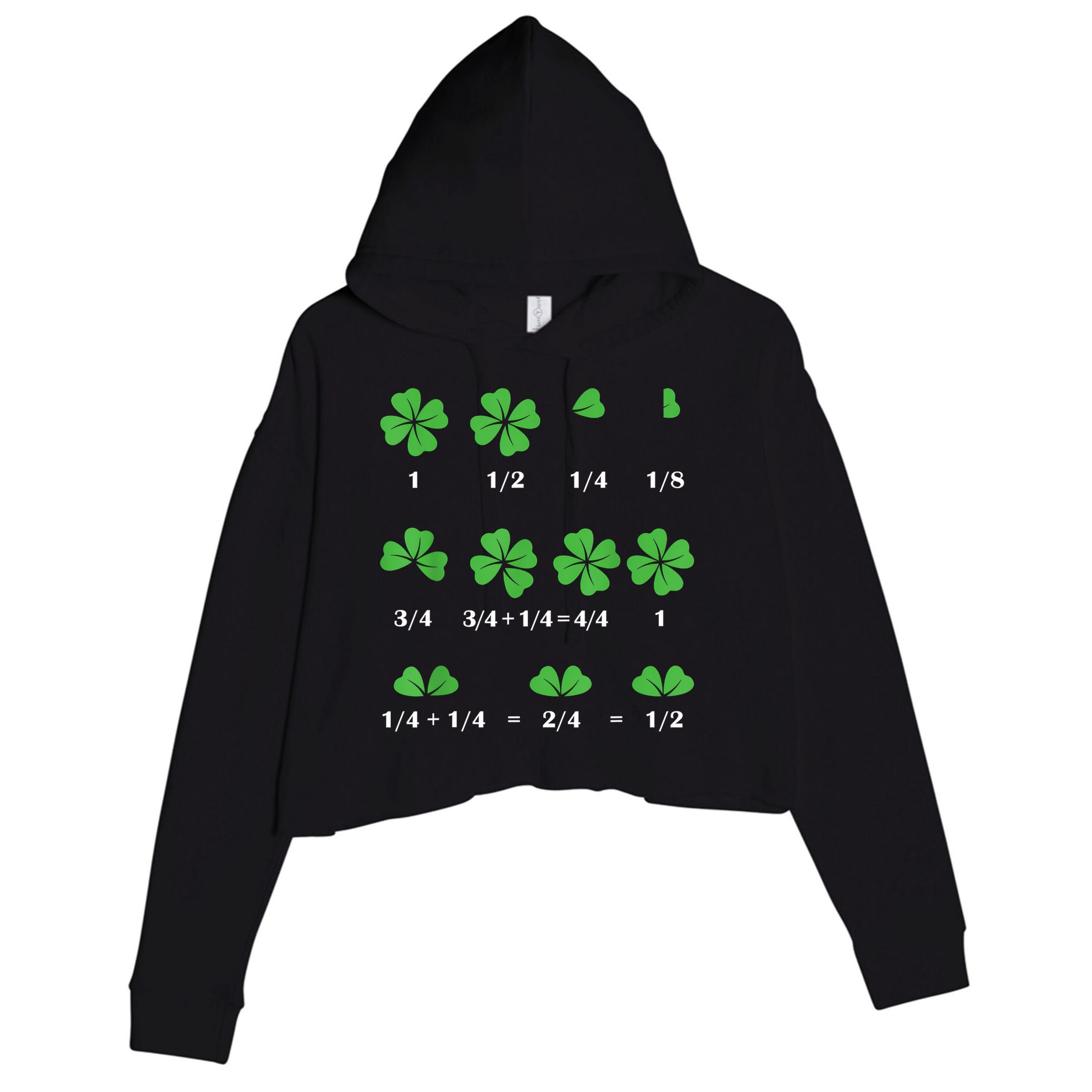 Shamrock Fraction St PatrickS Day Math Boy Crop Fleece Hoodie