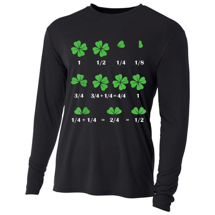 Shamrock Fraction St PatrickS Day Math Boy Cooling Performance Long Sleeve Crew