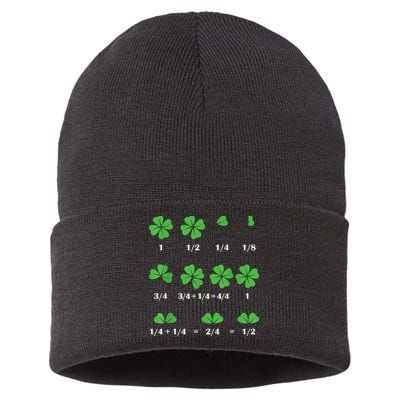 Shamrock Fraction St PatrickS Day Math Boy Sustainable Knit Beanie