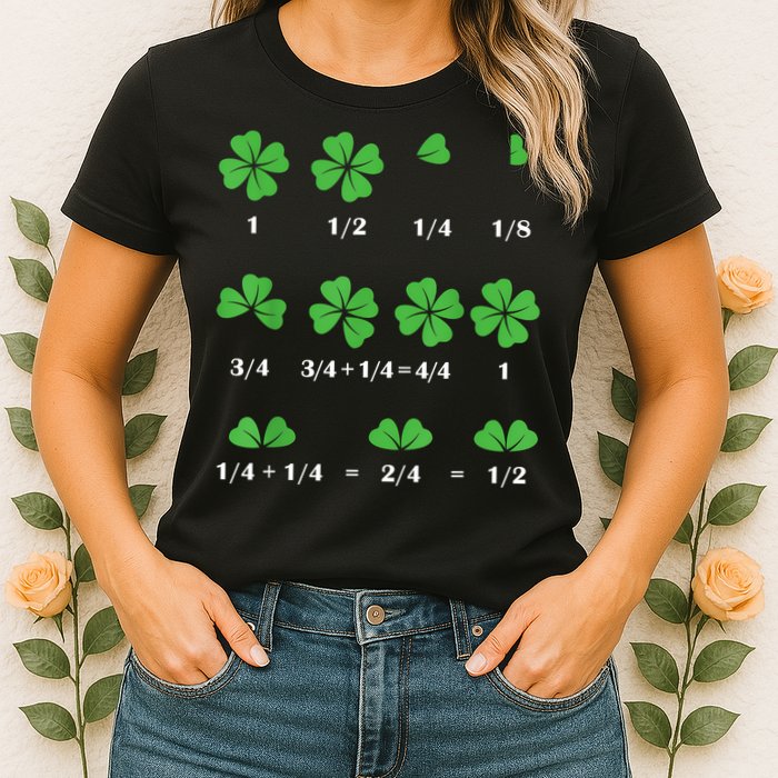 Shamrock Fraction St PatrickS Day Math Boy Womens T-Shirt