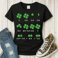 Shamrock Fraction St PatrickS Day Math Boy Womens T-Shirt