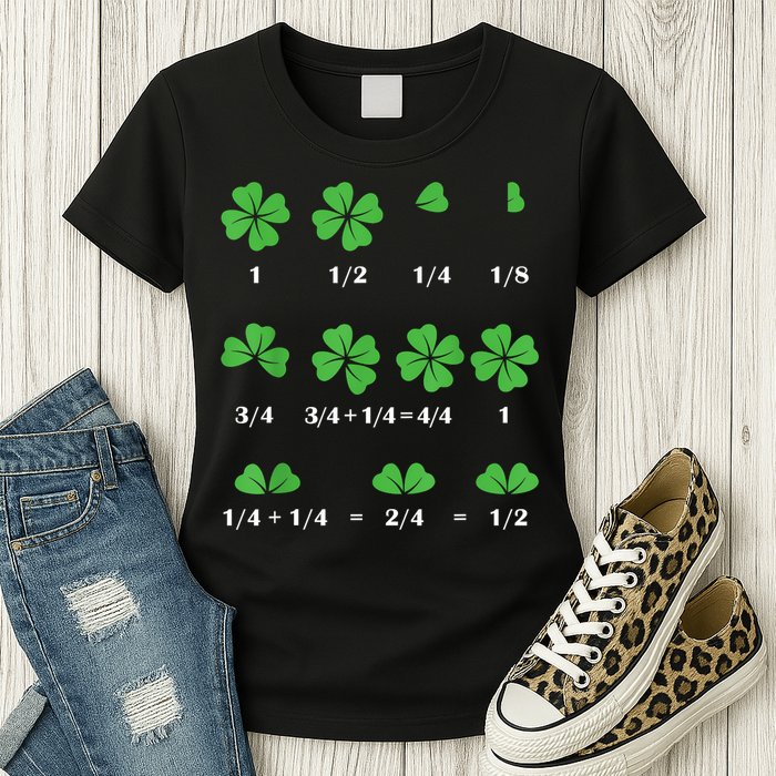 Shamrock Fraction St PatrickS Day Math Boy Womens T-Shirt