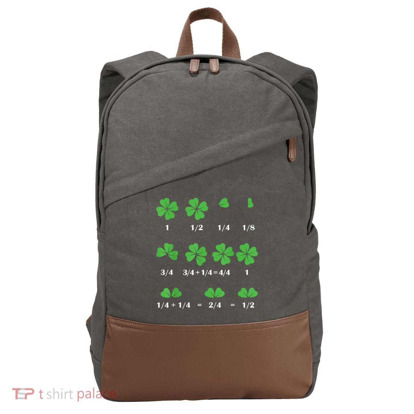 Shamrock Fraction St PatrickS Day Math Boy Cotton Canvas Backpack