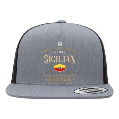 Sicily Flag Souvenirs For Sicilians Flat Bill Trucker Hat